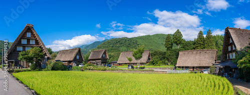 白川郷の美しいパノラマ風景