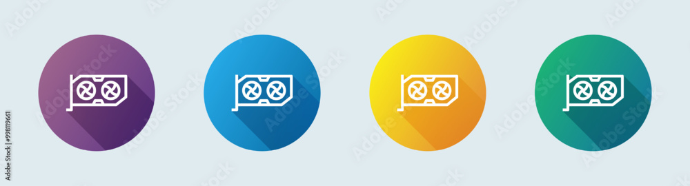 Graphic card line icon in flat design style. Processor signs vector illustration. Graphic card line icon in flat design style. Processor signs vector illustration.