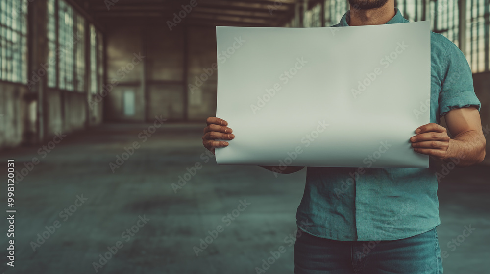 A man is holding a blank piece of paper A man is holding a blank piece of paper