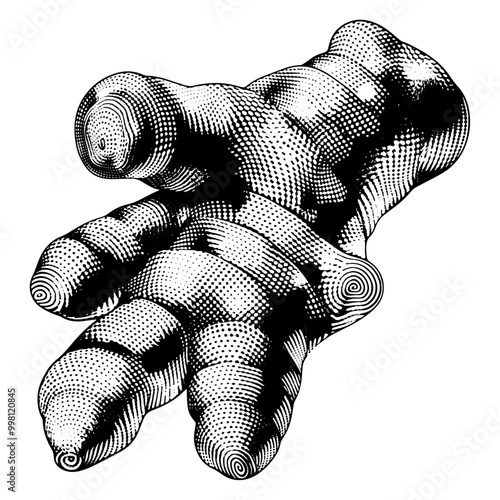 ターメリックの銅版画のベクターイラスト。