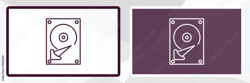 hard drive outline icon. Linear vector from internet security concept. Thin line white and black hard drive icon isolated on white and dark background
