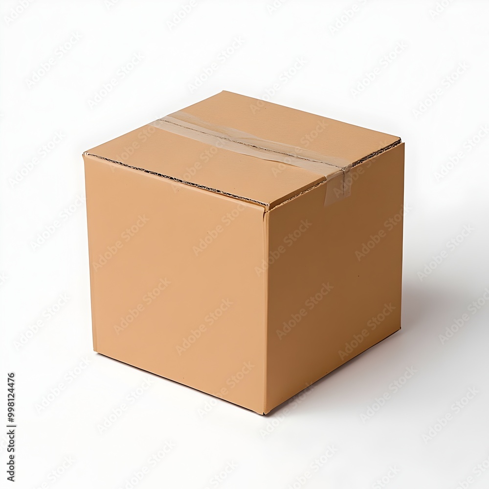 Rectangular Cardboard Packaging Box on White Background with Studio Lighting Rectangular Cardboard Packaging Box on White Background with Studio Lighting