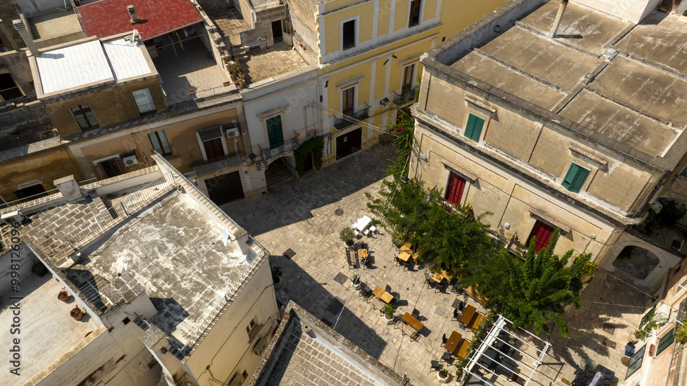 Fototapeta premium Aerial view of a square in the historic center of Grottaglie. It is a town in the province of Taranto in Puglia, Italy.
