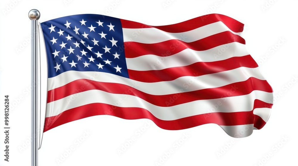 United States flag waving isolated on white background United States flag waving isolated on white background
