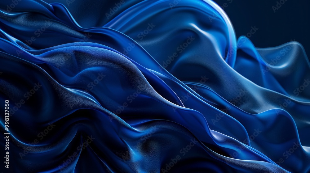 Obraz premium A blue fabric with a wave pattern