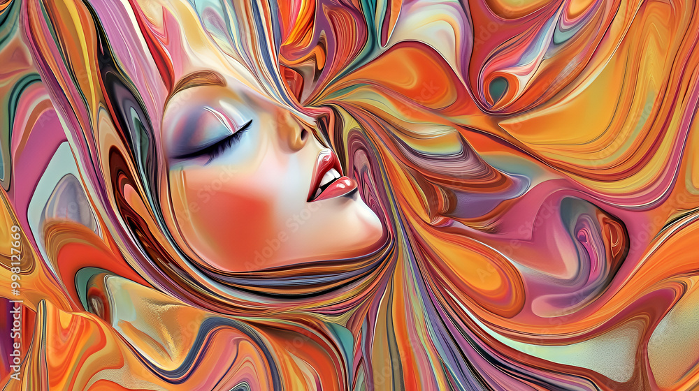 Face of a woman in a colorful marble backdrop Face of a woman in a colorful marble backdrop