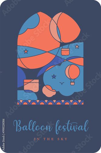 montgolfière, affiche pour festival, rassemblement de montgolfière, évènement aérien, ballon à gaz, ballet aérien, aérostation