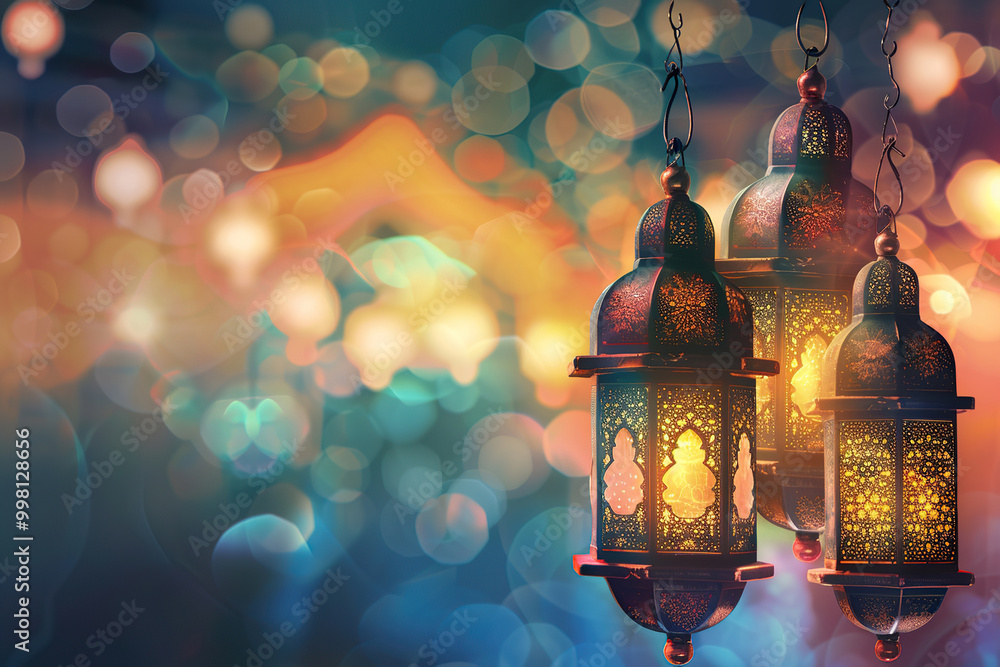 Beautiful greeting card with bright holiday composition for happy and joy celebrate Ramadan Beautiful greeting card with bright holiday composition for happy and joy celebrate Ramadan