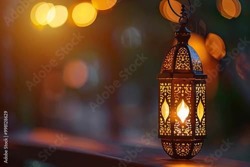 Beautiful greeting card with bright holiday composition for happy and joy celebrate Ramadan