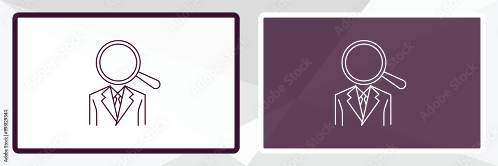 job search outline icon. Linear vector from human resources concept. Thin line white and black job search icon isolated on white and dark background job search outline icon. Linear vector from human resources concept. Thin line white and black job search icon isolated on white and dark background