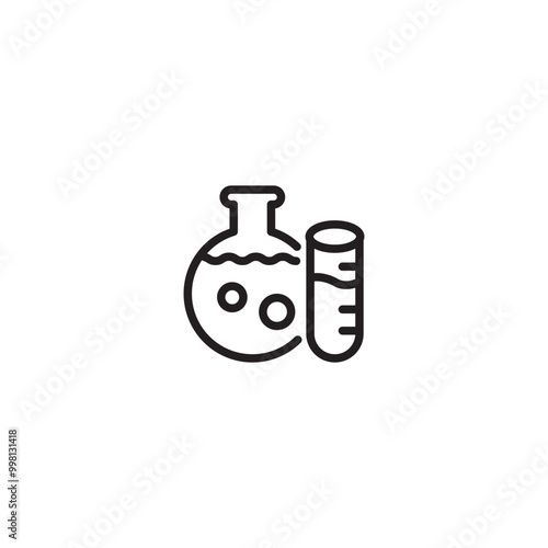 Straus flask icon in line style. Chemistry lab test tubes black vector icon. Laboratory flask, science symbol. Editable icon.