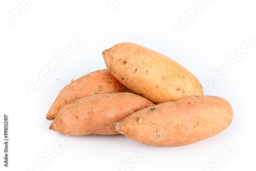 sweet potatoes raw isolated on white 