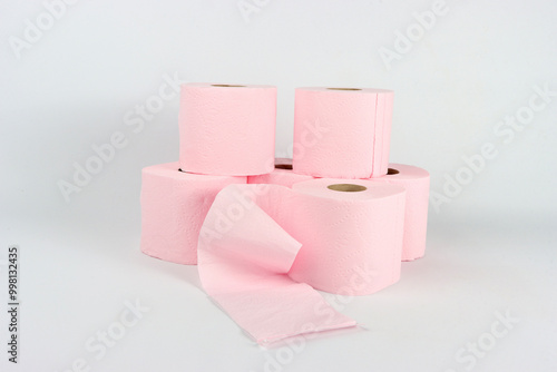 pink toilet paper isolated 