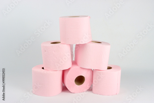 pink toilet paper isolated 