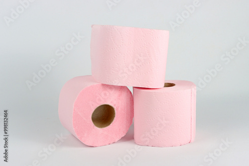 pink toilet paper isolated 