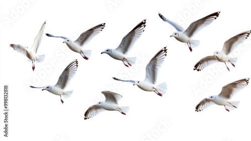 seagulls isolated on white background