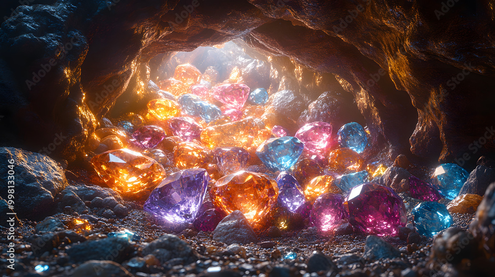 A Cave Filled with Colorful Gems and Jewels
A Cave Filled with Colorful Gems and Jewels