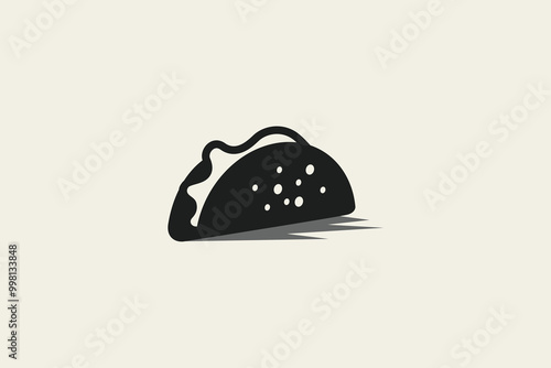 a simple taco logo vector graphic in black and white. It is good for restaurant, cafe, food truck, etc.