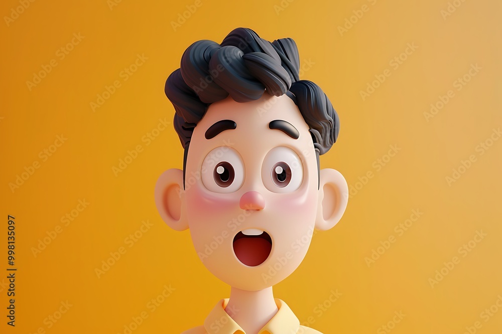Surprised 3D Cartoon Character Illustration Surprised 3D Cartoon Character Illustration