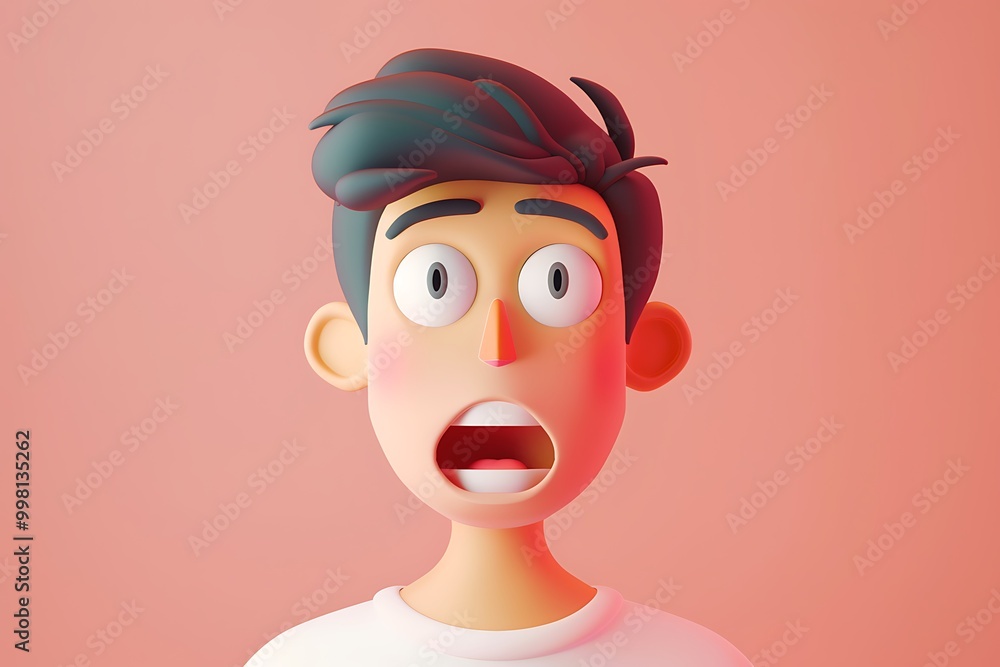 3D Illustration of a Shocked Man 3D Illustration of a Shocked Man