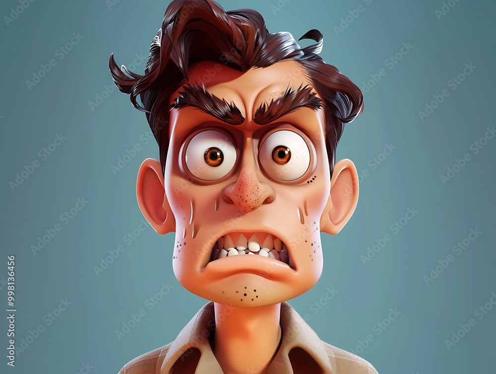 3D Illustration of a Cartoon Character with an Anxious Facial Expression 3D Illustration of a Cartoon Character with an Anxious Facial Expression