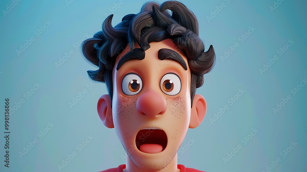3D Cartoon Illustration of a Surprised Man with Open Mouth 3D Cartoon Illustration of a Surprised Man with Open Mouth
