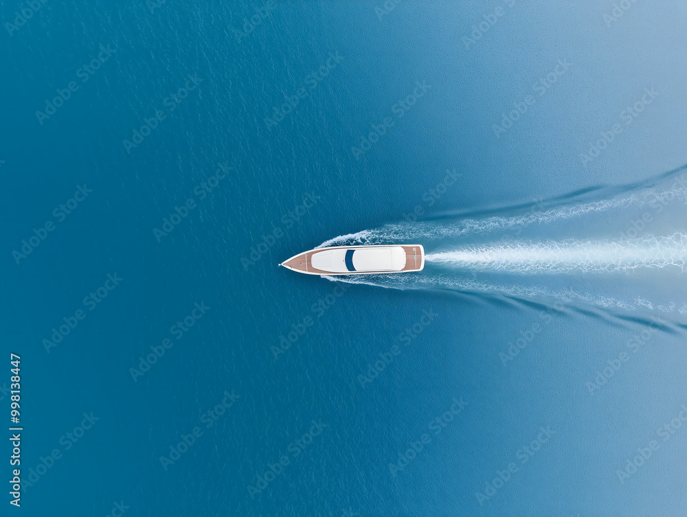 Drone Shot of a Yacht in the Deep Ocean: A Serene Nautical Escape Drone Shot of a Yacht in the Deep Ocean: A Serene Nautical Escape