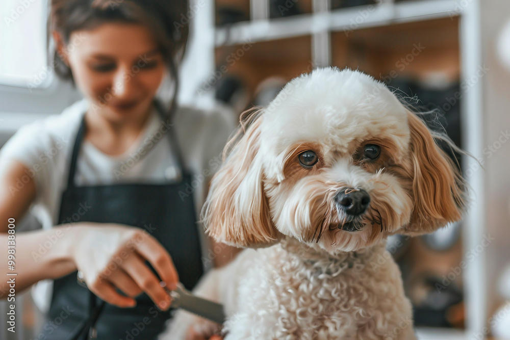 Picture of a funny happy dog enjoying beauty procedure generative AI Picture of a funny happy dog enjoying beauty procedure generative AI