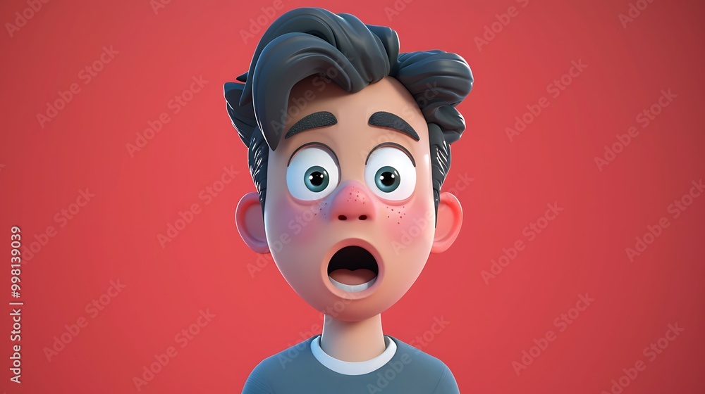 Surprised Cartoon Boy 3D Illustration Surprised Cartoon Boy 3D Illustration