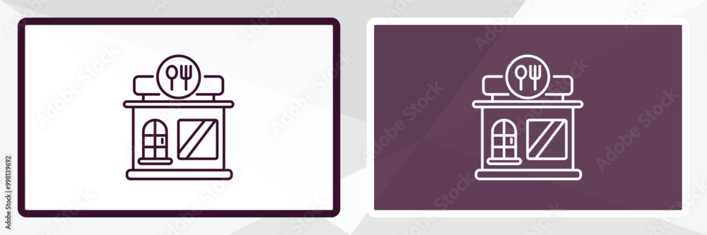 restaurant outline icon. Linear vector from hotel concept. Thin line white and black restaurant icon isolated on white and dark background restaurant outline icon. Linear vector from hotel concept. Thin line white and black restaurant icon isolated on white and dark background