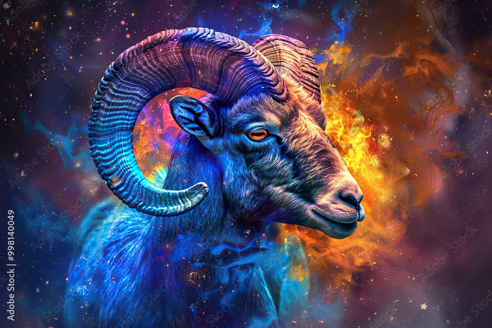 Astrological composition with concept of Aries zodiac sign symbol Astrological composition with concept of Aries zodiac sign symbol