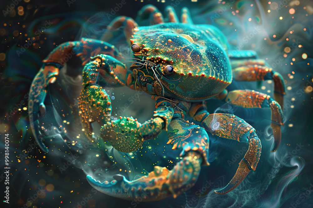Astrological composition with concept of Cancer zodiac sign symbol Astrological composition with concept of Cancer zodiac sign symbol
