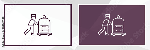 bellboy outline icon. Linear vector from hotel concept. Thin line white and black bellboy icon isolated on white and dark background