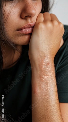 Close-up of skin with visible imperfections. photo