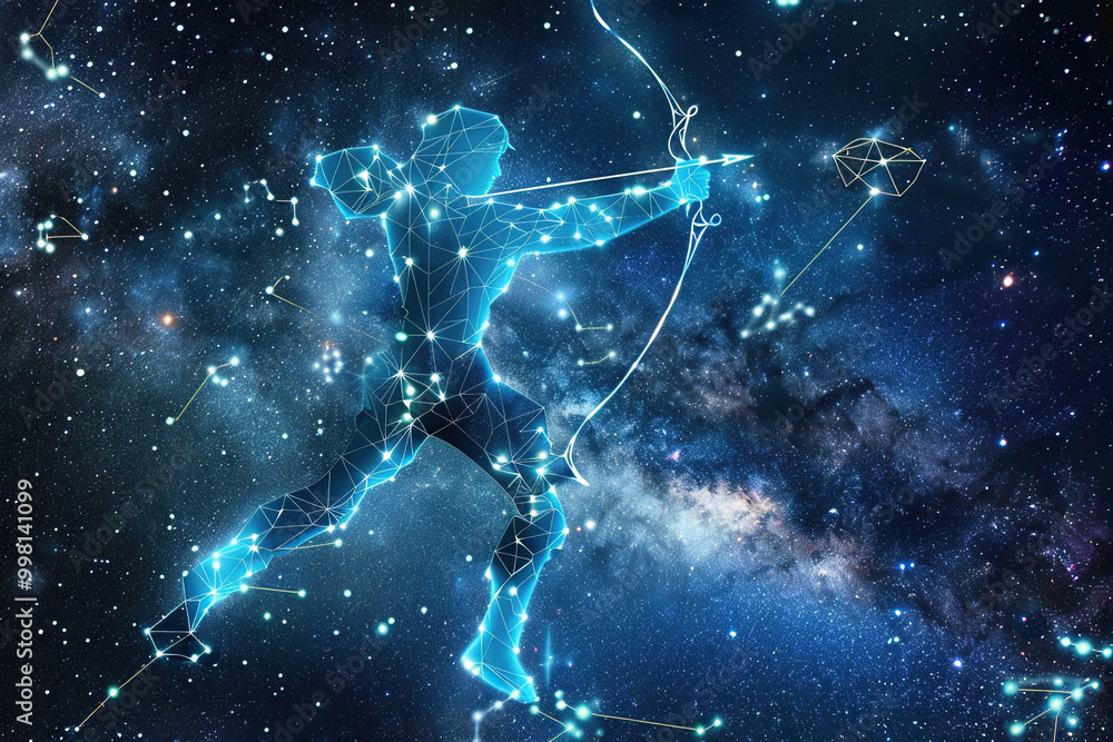 Astrological composition with concept of Sagittarius zodiac sign symbol Astrological composition with concept of Sagittarius zodiac sign symbol