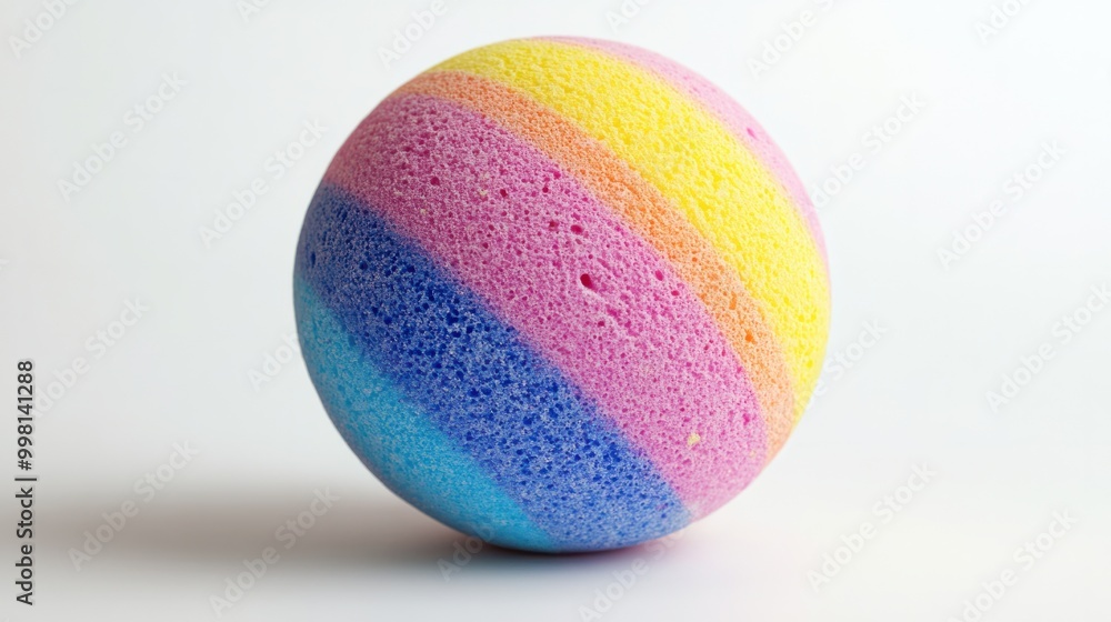 A bath bomb in bright colors, isolated on a white background A bath bomb in bright colors, isolated on a white background