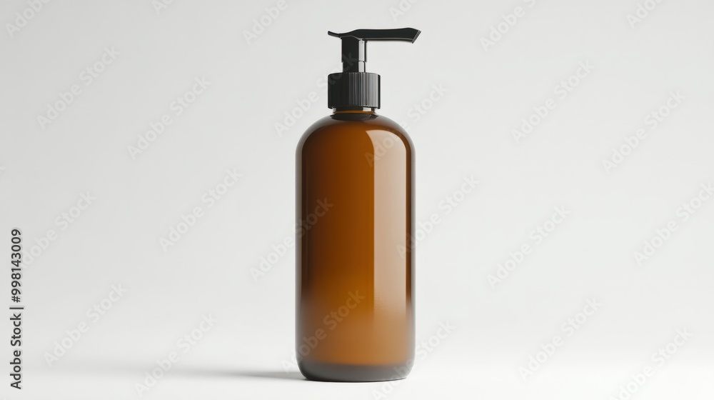 A shampoo bottle with a pump dispenser, isolated on a white background A shampoo bottle with a pump dispenser, isolated on a white background