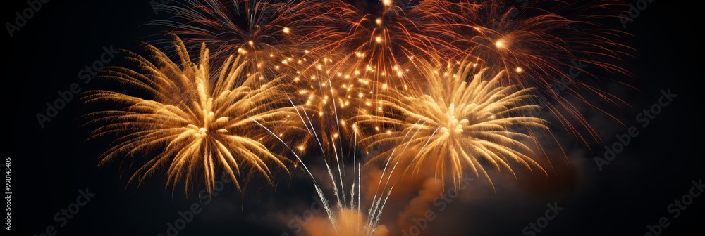 Celebratory fireworks illuminate the night sky during a festive event in the city