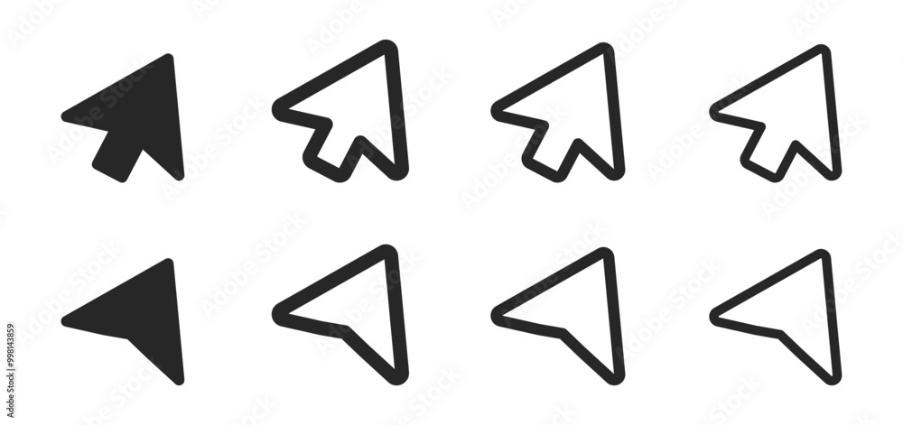 Cursor icons set. Computer curser vector icon. Pointing sign. Curser Cursor icons set. Computer curser vector icon. Pointing sign. Curser