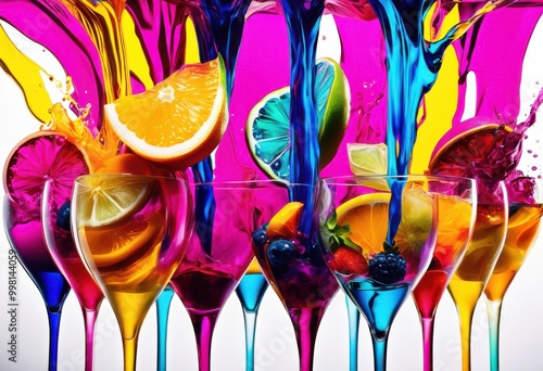 eye catching vibrant abstract drink compositions perfect promotional materials marketing initiatives, aesthetic, artistic, artwork, bottle, bright photo