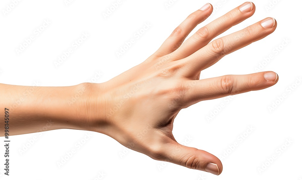 Hand showing number five isolated on white background, clipping path included. Hand showing number five isolated on white background, clipping path included.