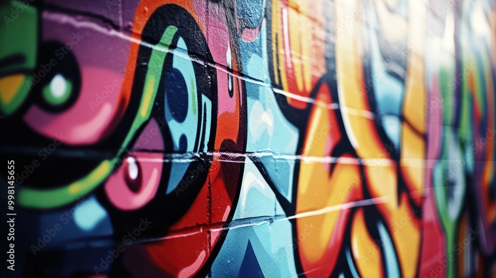 Cool music graffiti in urban style on the wall Cool music graffiti in urban style on the wall