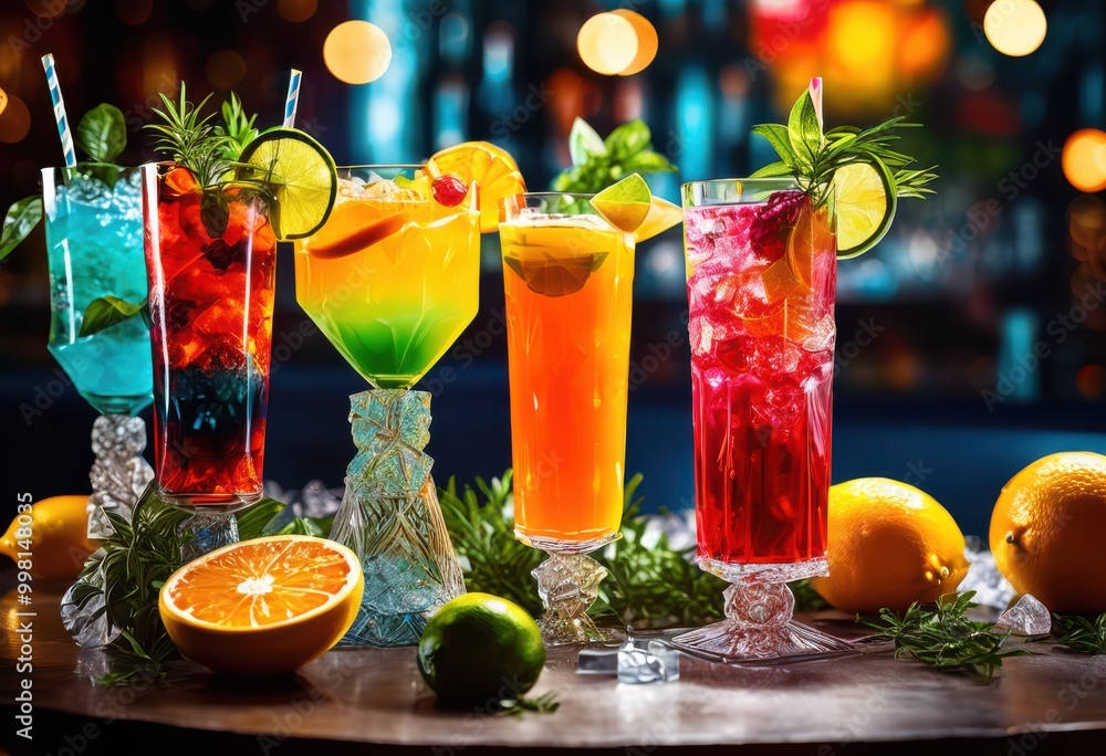 vibrant cocktail display showcasing striking colors refreshing drinks aesthetic arrangement, artisan, atmosphere, beverage, bright, cheers, cheerful vibrant cocktail display showcasing striking colors refreshing drinks aesthetic arrangement, artisan, atmosphere, beverage, bright, cheers, cheerful