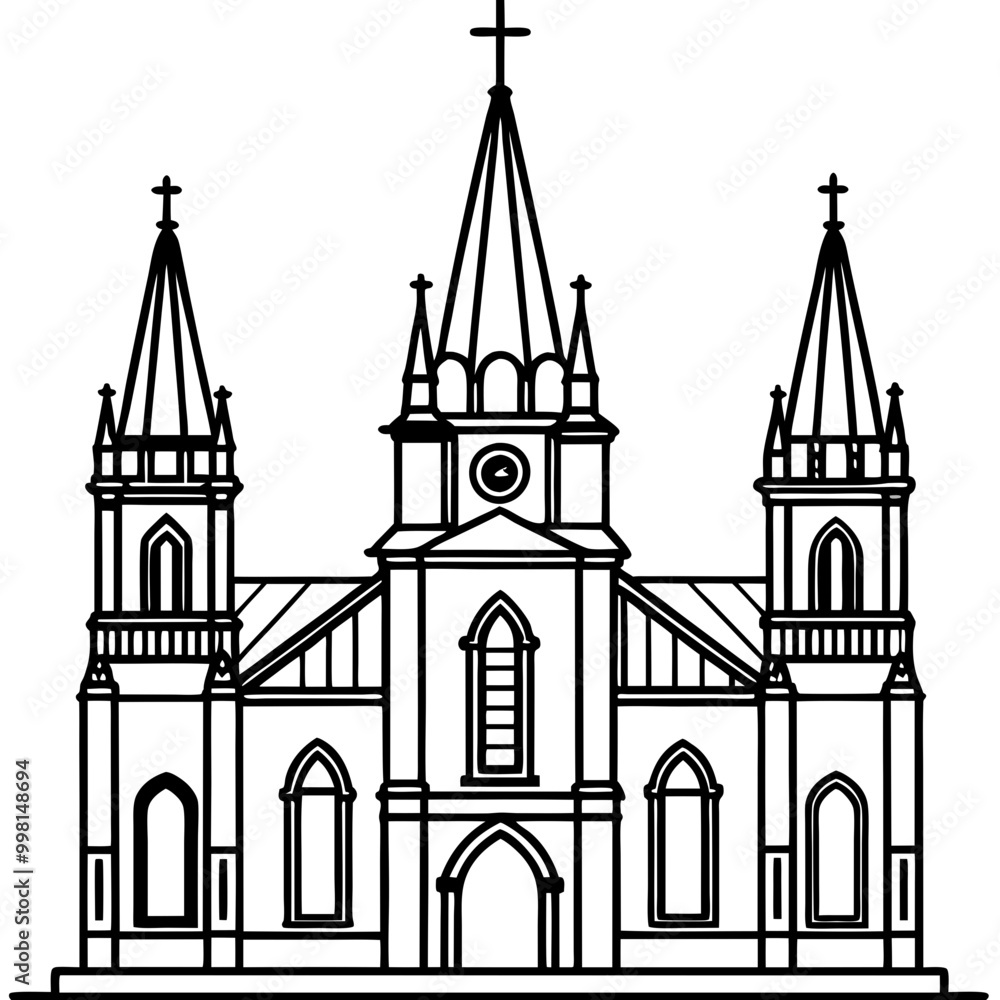 Fototapeta premium cathedral sketch drawing-