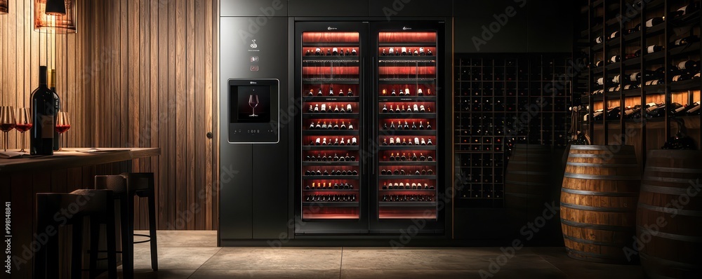 A wine cellar with intelligent climate control that automatically adjusts to the optimal temperature for each wine type, and a virtual sommelier that offers pairing advice A wine cellar with intelligent climate control that automatically adjusts to the optimal temperature for each wine type, and a virtual sommelier that offers pairing advice