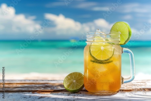 Refreshing Beach Lemonade with Lime for a Perfect Summer Beverage and Tropical Drink Inspiration