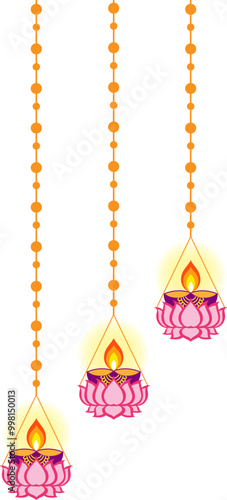 Lotus diya hangings for festival decoration