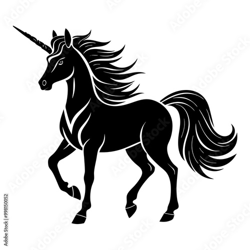 unicorn vector black silhouette tattoo design 