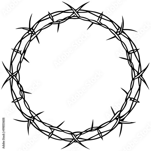 circle barbed wire frame drawing-