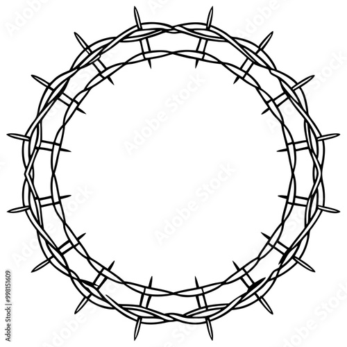 circle barbed wire frame drawing-
